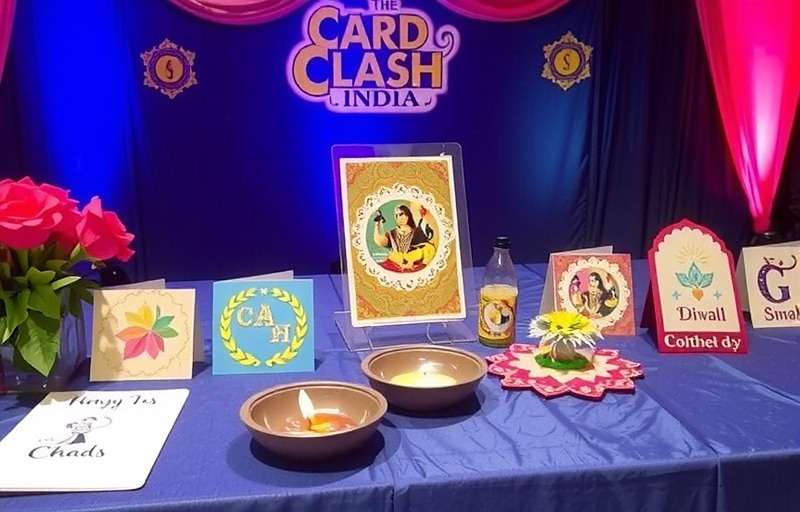 Card Clash India Diwali event showing festive cards and decorations